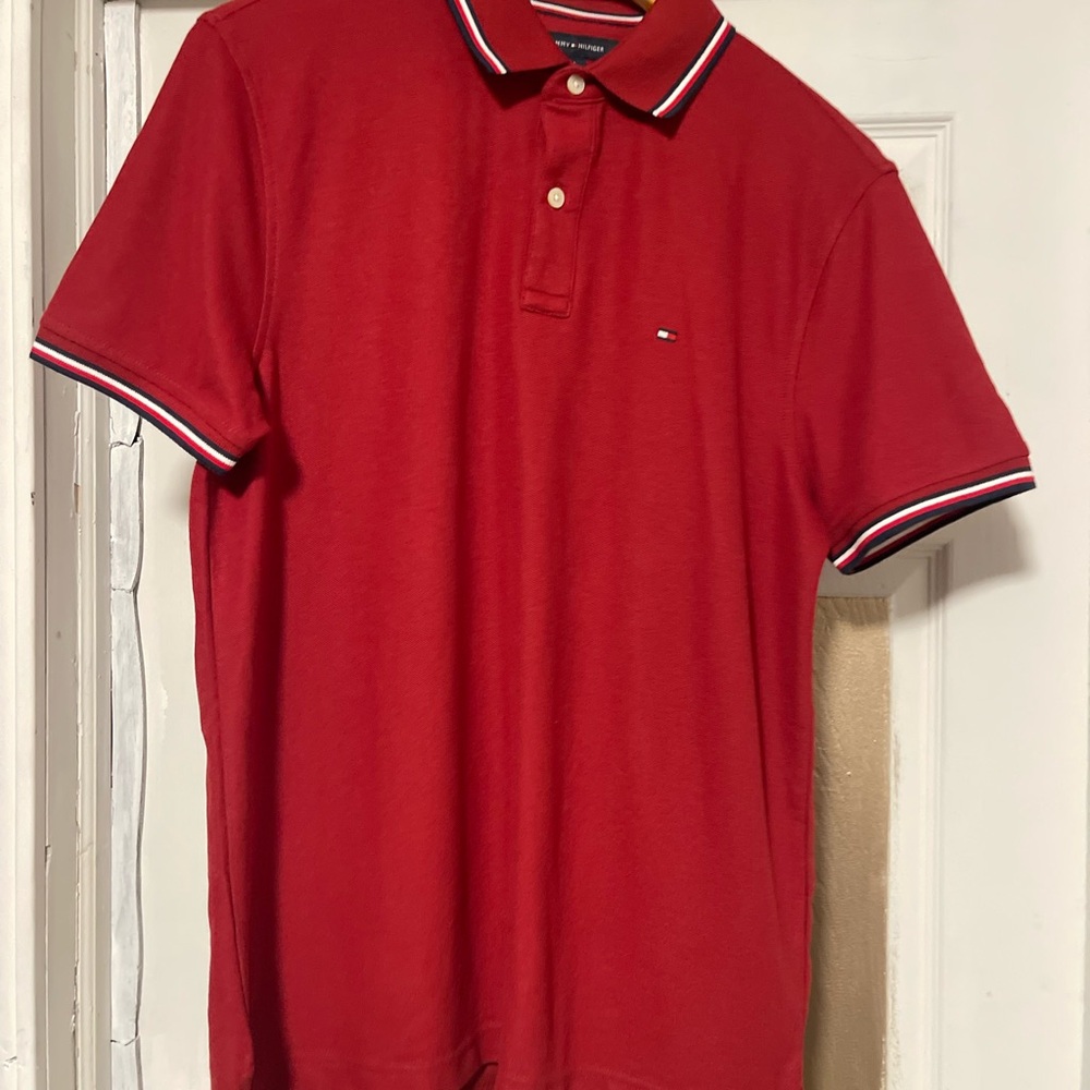 Tommy Hilfiger Men’s Red Polo with Contrast Trim